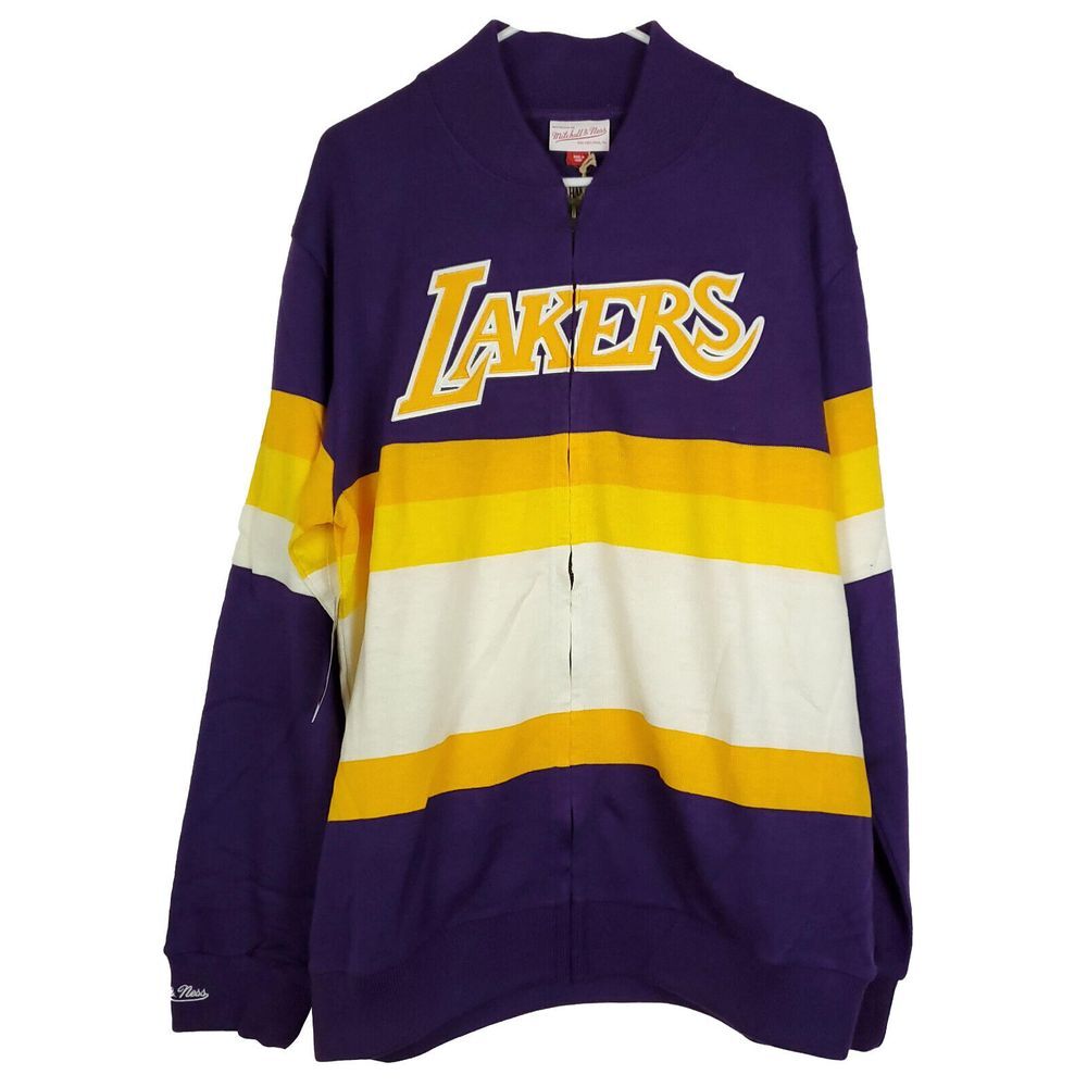 LA Lakers Mitchell & Ness NBA XL XLarge Knit Sweater Purple Yellow‎ White NWT